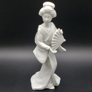 Fitz & Floyd 1967 Blanc De Chine Porcelain Japanese Dancing Geisha Girl with Fan